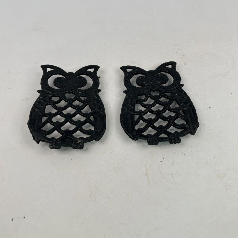 2 Cast Iron Owl Trivets